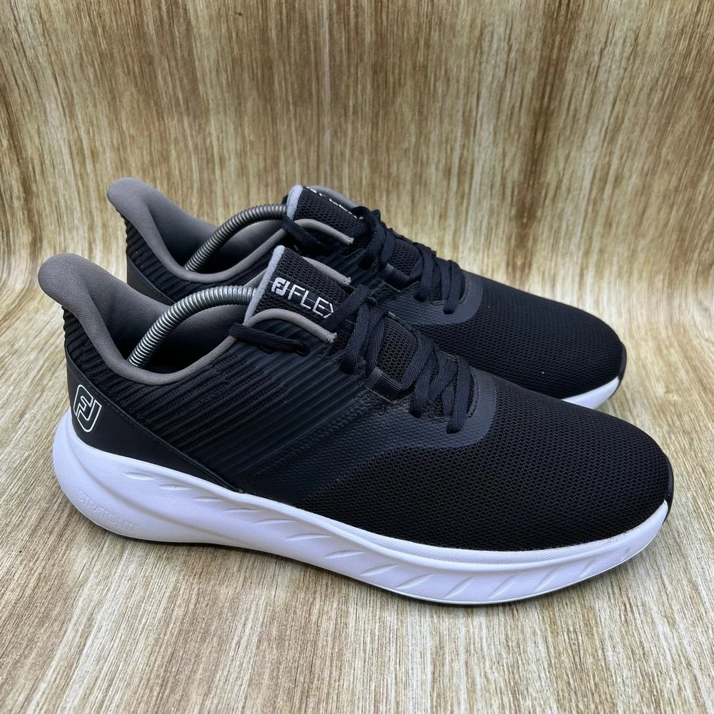 FootJoy FJ Flex Golf Shoes Men's Size 10 Black White Spikeless Mesh 56287